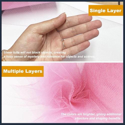Filloxy Net Fabric Cloth for Multi Decoration, Parties, Festival, Costumes, Gift Packing, Party, Backdrop Material mandap, Pooja Background Ribbon Wedding Decoration, 58" Width (Light Pink, 5 Meter) - Image 5