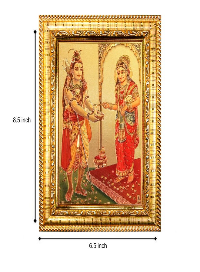 Hawai Gold Plated Lord Shiva with Annapurna Devi Engineered Wood Wall Hanging Photo Frame | Size- 8.5x7inch | SFDI00493GLDFRM - Image 2