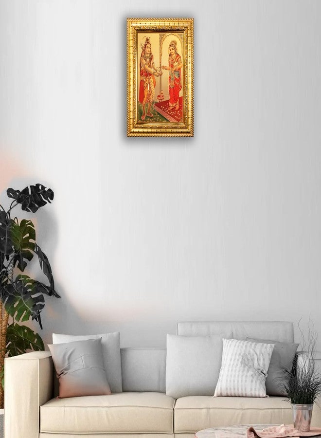 Hawai Gold Plated Lord Shiva with Annapurna Devi Engineered Wood Wall Hanging Photo Frame | Size- 8.5x7inch | SFDI00493GLDFRM - Image 3
