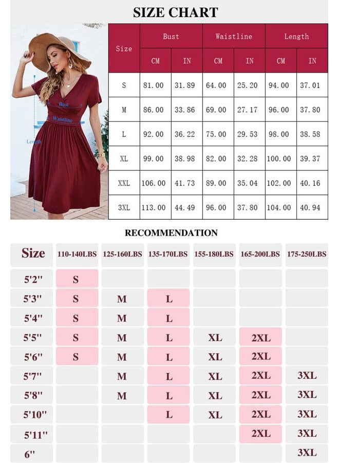 WEACZZY Women's Summer Short Sleeve Casual Dresses V-Neck Floral Party Dress with Pockets, Army Green, L - Image 5