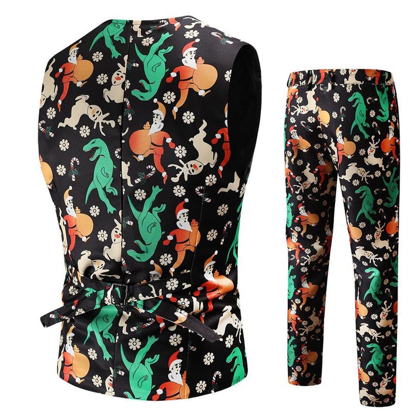 Trade Christmas Vest And Trousers Suit 2-Piece Printed Casual Suit Novel Suit - Image 3