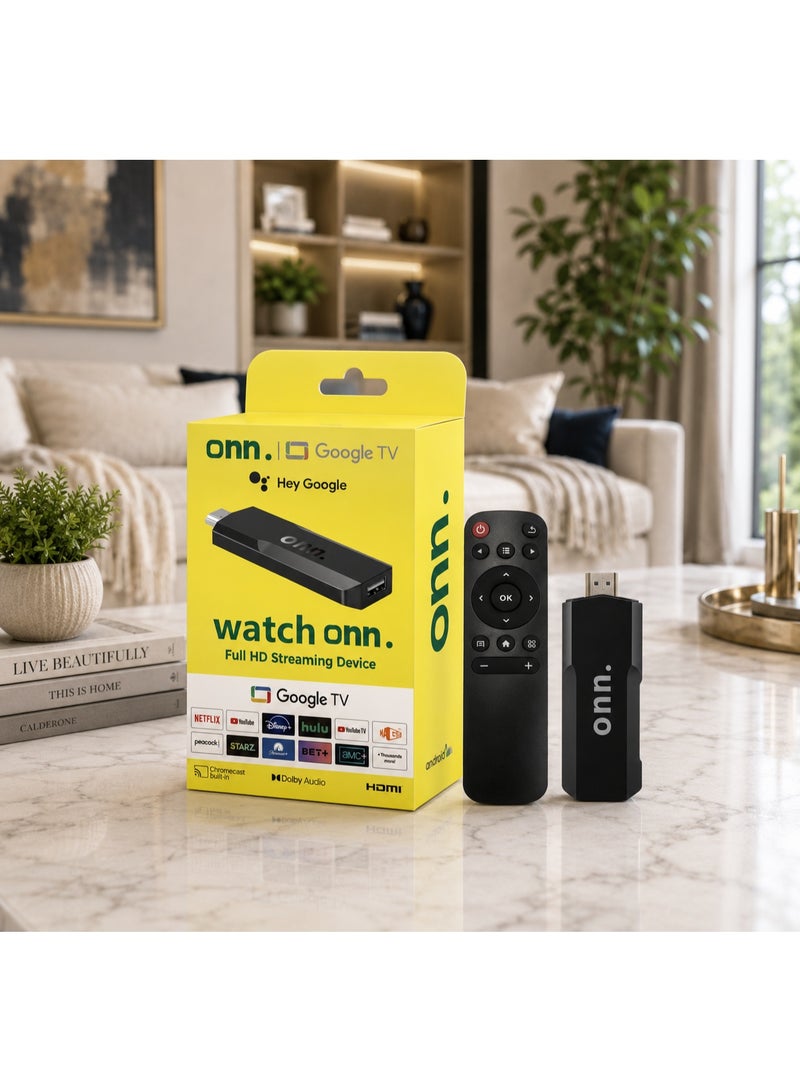 ONN Google TV Full HD Streaming Device, HDMI TV Stick, Chromecast Built-in, Dolby Audio, Voice Remote with Hey Google, Smart Media Player for Streaming Movies, Shows & Apps - Image 2