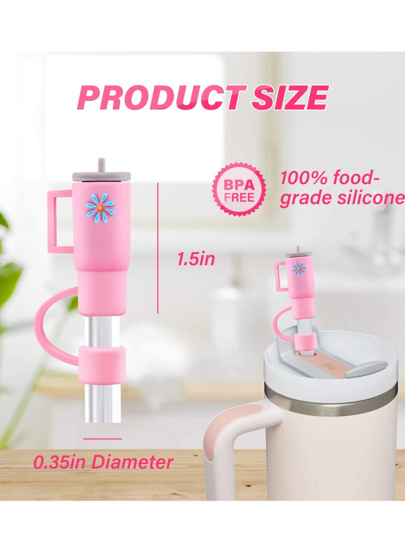 SOLARAE Straw Tips Cover, Reusable Drinking Straw Lids, 4PCS Silicone Straw Plug Drinking Dust Cap, Colorful Drinking Straw Caps, Mini Straw Tip Cover, Tumbler Cup Accessories - Image 3