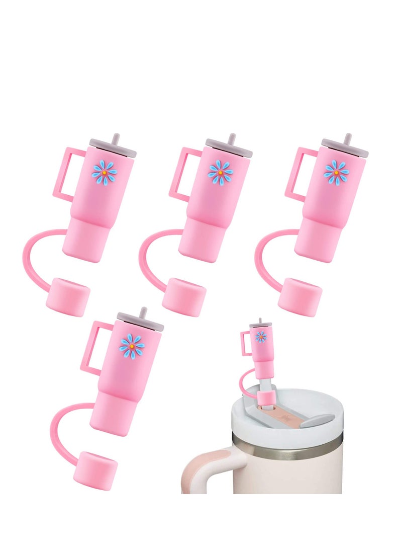 SOLARAE Straw Tips Cover, Reusable Drinking Straw Lids, 4PCS Silicone Straw Plug Drinking Dust Cap, Colorful Drinking Straw Caps, Mini Straw Tip Cover, Tumbler Cup Accessories - Image 1