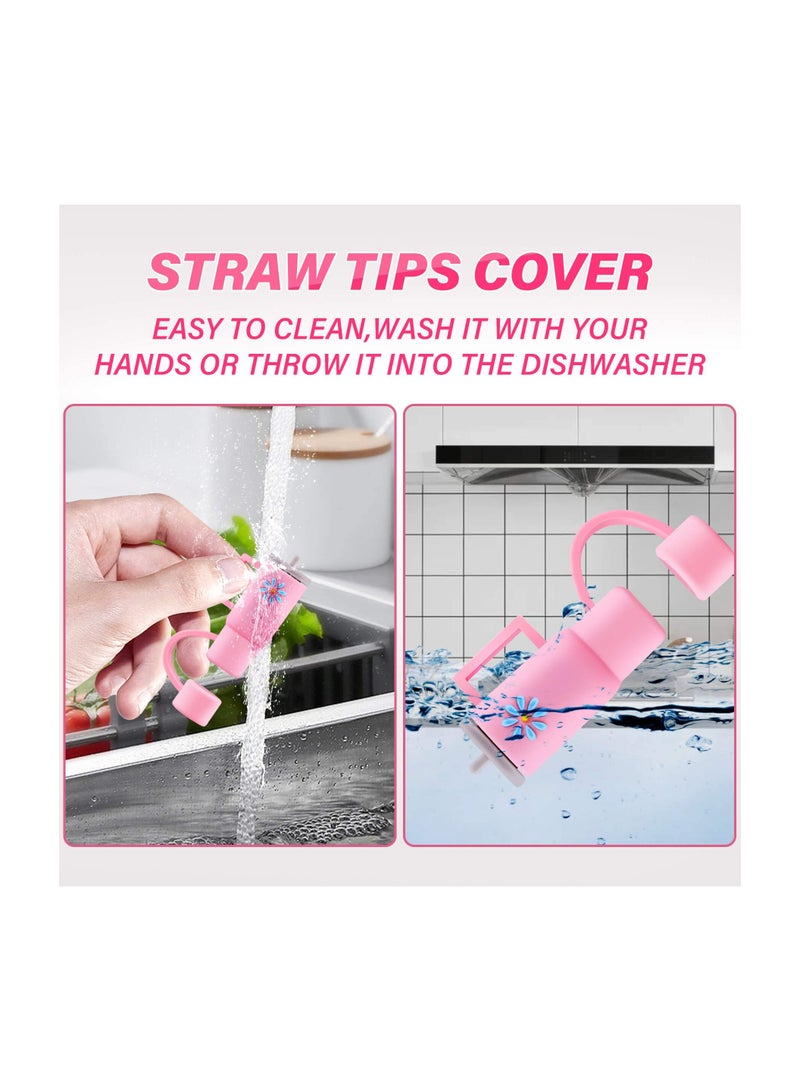 SOLARAE Straw Tips Cover, Reusable Drinking Straw Lids, 4PCS Silicone Straw Plug Drinking Dust Cap, Colorful Drinking Straw Caps, Mini Straw Tip Cover, Tumbler Cup Accessories - Image 2