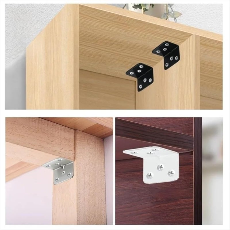 200PCS L Shaped Corner Brackets Metal Angle Bracket Furniture Hardware Shelf Support - Image 4