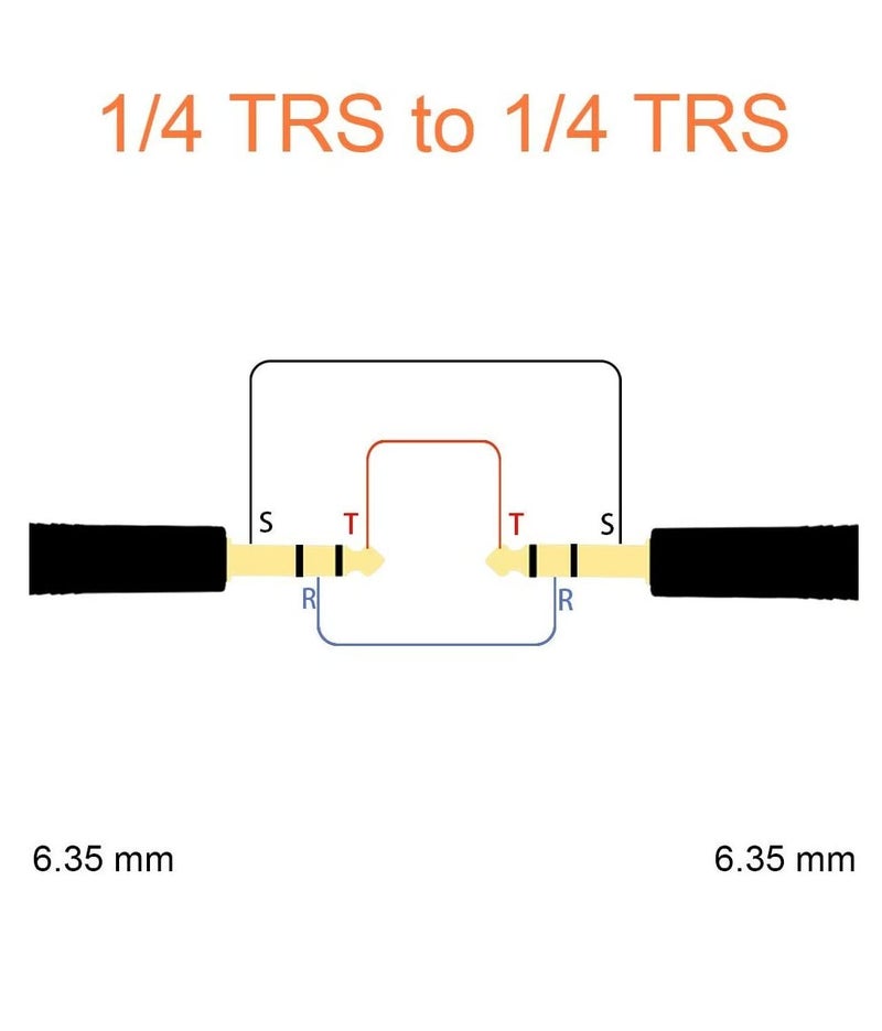 SeCro كابل آلة الجيتار المطلية بالذهب، 6.35 مم (1/4) TRS إلى 6.35 مم (1/4) TRS كابل صوت ستيريو للجيتار الكهربائي، الماندولين، البيس، المضخم، لوحة المفاتيح، مكاتب الخلط (10 متر) - Image 2