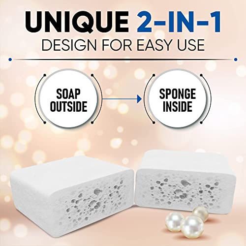 T. Taio T.Taio Esponjabon Mother of Pearl Soap Sponge - Cleansing Shower Scrubber - Cleaning Bath Wash Scrub - Oil Removal - Massage & Lather Foot, Elbow, & Face - Bathroom Accessories - Fresh Scent (5-Pack) - Image 3