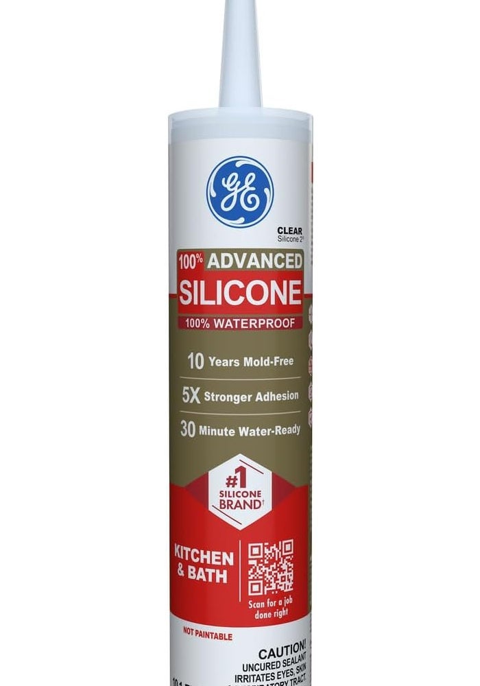 GE Advanced Silicone 2 Caulk for Kitchen & Bath - Clear, 10.1 fl oz - Image 1