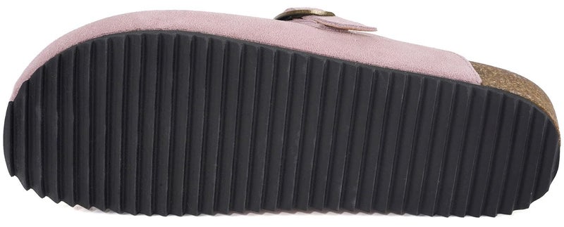 Intini Unisex Suede Leather Clogs Mules Mens Womens Cork Footbed House Slipers with Arch Support and Adjustable Pink - Image 4