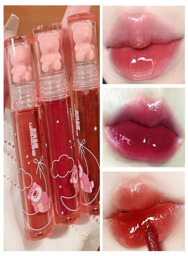 Blopuivo بلوبويفو 6 ألوان من ملمع الشفاه على شكل دب، جل ملمع الشفاه، أحمر شفاه سائل لطيف، صبغة شفاه دب، ملمع شفاه مائي، تلوين شفاه مملوء، مرطب، مقاوم للماء، يدوم طويلاً للشفاه والخدود - Image 4