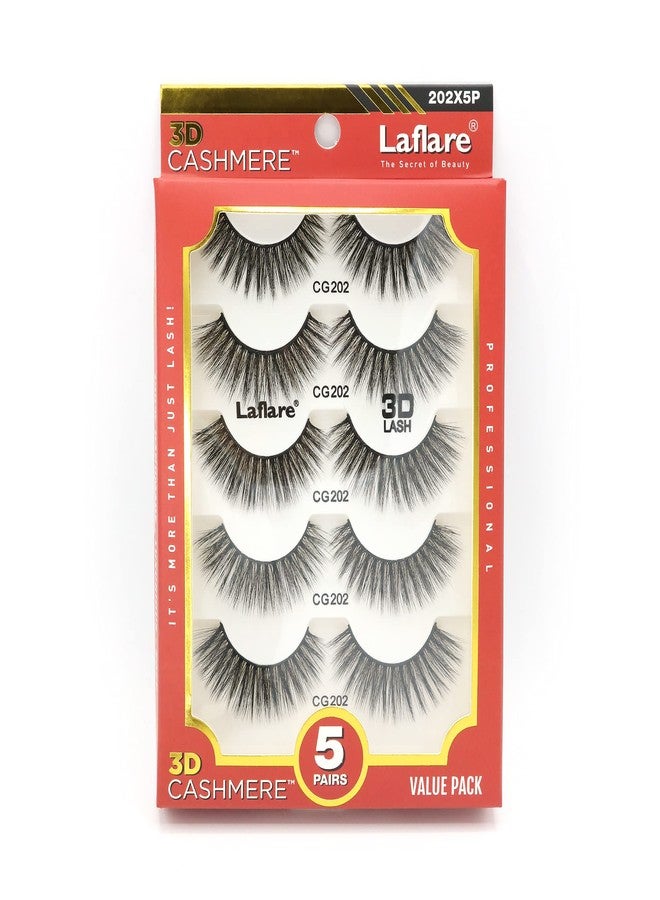 Laflare 3D Cashmere False Eyelashes Multipack, Ultra Soft, Glam, Luxurious, Cruelty-Free, Reusable, Fake Eyelashes 5 Pairs Value Pack (202X5P) - Image 1