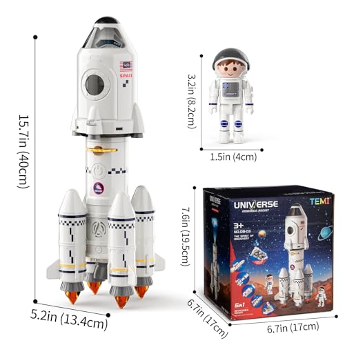 TEMI Space Toys for kids 35 57 810  Rocket Ship Toys for kids 35 Spaceship Astronaut Toys with 2 Astronauts Projection Lamp Outer Space Themed Gifts for Toddler Boy Girl 3 4 5 6 7 8 9 Year Old - Image 5
