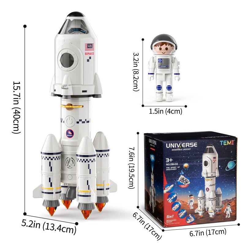 TEMI Space Toys for kids 35 57 810  Rocket Ship Toys for kids 35 Spaceship Astronaut Toys with 2 Astronauts Projection Lamp Outer Space Themed Gifts for Toddler Boy Girl 3 4 5 6 7 8 9 Year Old - Image 3
