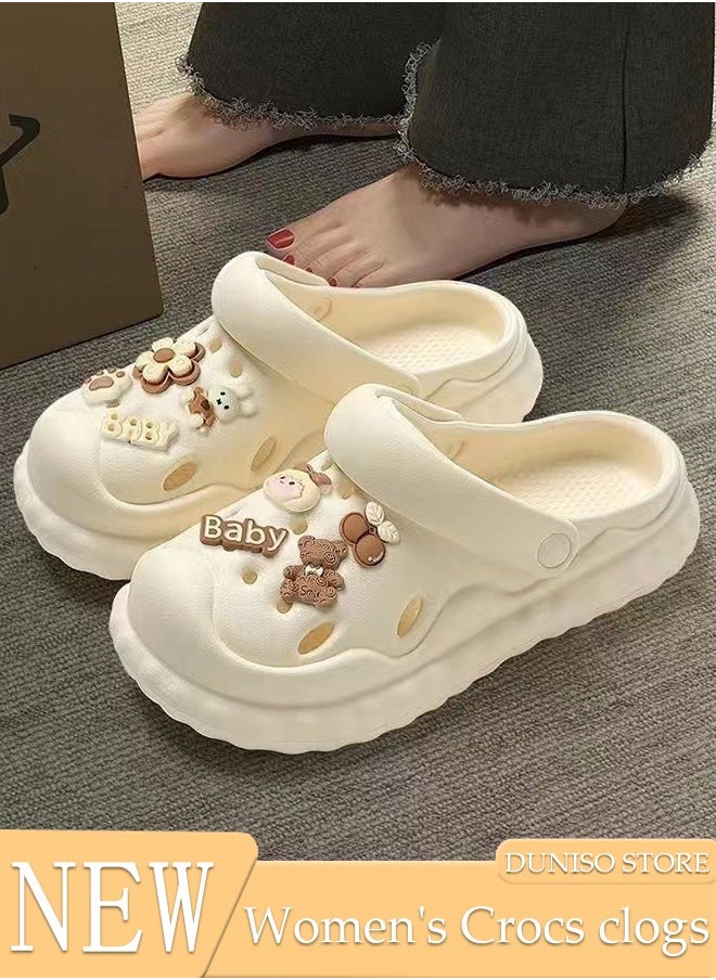 DUNISO - Women's Crocs clogs Sandals Bath Slippers Quick Drying Slide Sandal Non-Slip Soft Shower Slippers Spa Bath Pool Gym House Slippers Beach Sandals for Indoor & Outdoor - Image 1