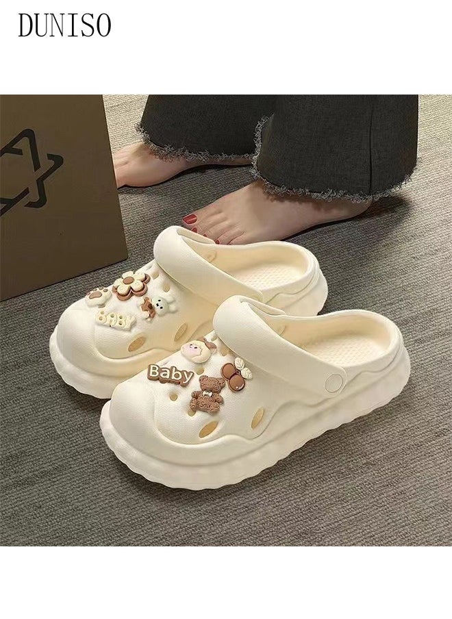 DUNISO - Women's Crocs clogs Sandals Bath Slippers Quick Drying Slide Sandal Non-Slip Soft Shower Slippers Spa Bath Pool Gym House Slippers Beach Sandals for Indoor & Outdoor - Image 1