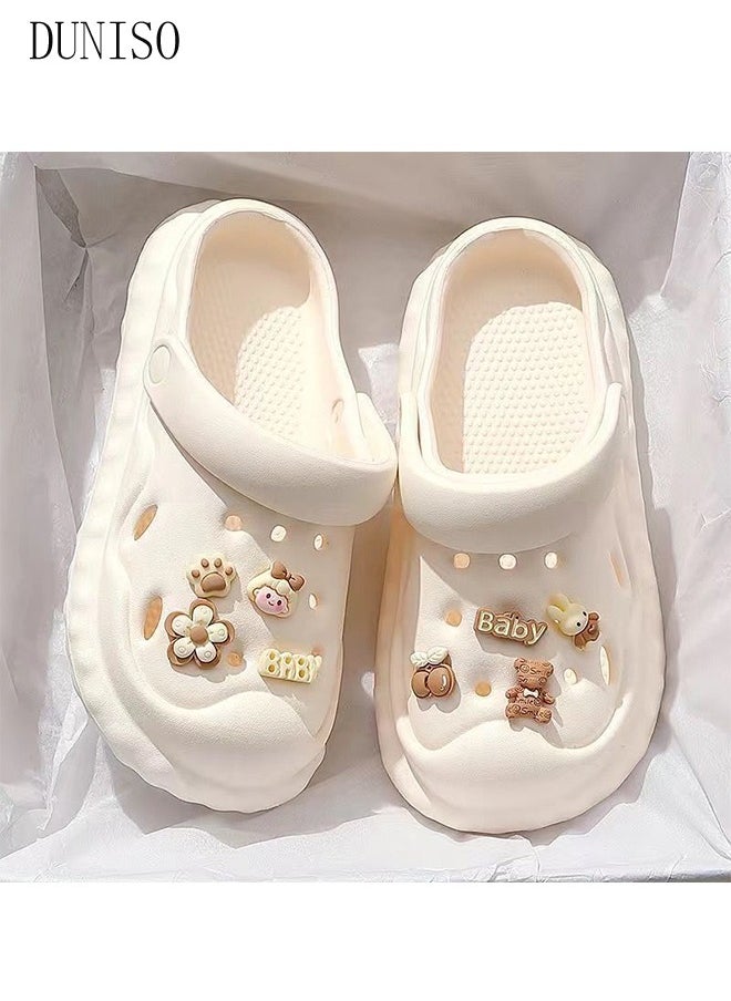 DUNISO - Women's Crocs clogs Sandals Bath Slippers Quick Drying Slide Sandal Non-Slip Soft Shower Slippers Spa Bath Pool Gym House Slippers Beach Sandals for Indoor & Outdoor - Image 1