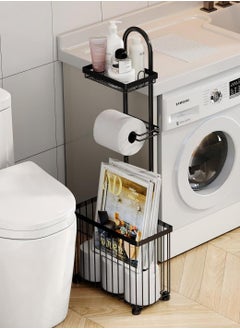 XiuWoo Freestanding Toilet Paper Holder Toilet Tissue Rack Scroll Stand Roll Dispenser with Storage Shelf Reserve for Phone Tablet Magazine Bathroom Organizer Bath Tissue Organizer  - Image 1