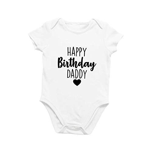 Printique Organic Cotton Baby Onesie “Happy Birthday Daddy” Infant Bodysuit, Soft Breathable Newborn Outfit, Unisex Baby Clothes, Snap Closure (Black - 0-3 Months) - Image 1
