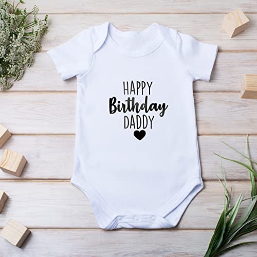 Printique Organic Cotton Baby Onesie “Happy Birthday Daddy” Infant Bodysuit, Soft Breathable Newborn Outfit, Unisex Baby Clothes, Snap Closure (Black - 0-3 Months) - Image 3