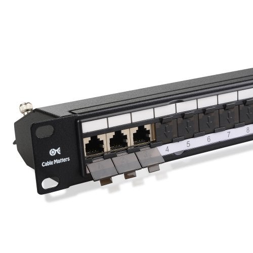 Cable Matters Rackmount or Wall Mount 24-Port Shielded RJ45 Patch Panel with Jack Shutter - Image 1