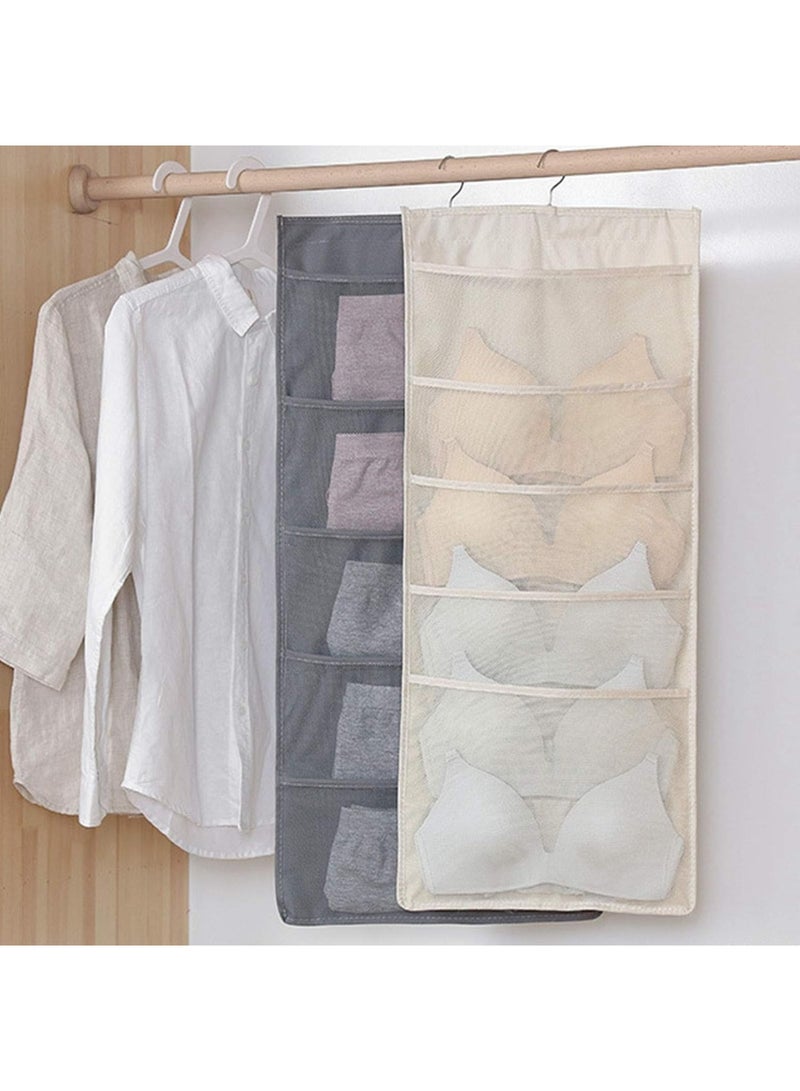 YelaJoy Bra and Underwear Hanging Storage Organizer Mesh Pockets Dual Sided Wall Shelves Space Saver Bag Sock Underpants Drawer Closet Clothes Rack (Gray:(6+18pockets))  - Image 3