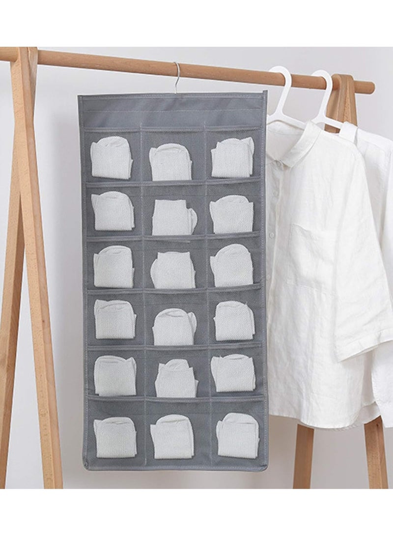 YelaJoy Bra and Underwear Hanging Storage Organizer Mesh Pockets Dual Sided Wall Shelves Space Saver Bag Sock Underpants Drawer Closet Clothes Rack (Gray:(6+18pockets))  - Image 2