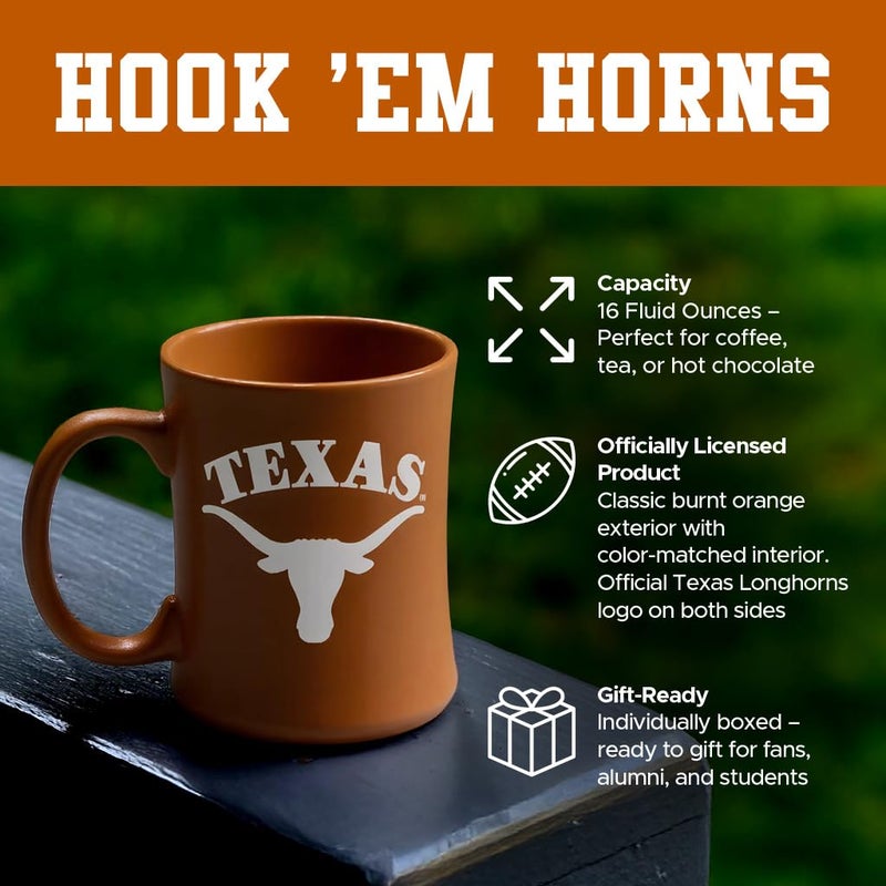 RFSJ Texas Longhorns Ceramic 16oz Sculpted Mug â€“ Official Team Logo Coffee Cup â€“ Handwash Recommended â€“ Individually Boxed - Image 2