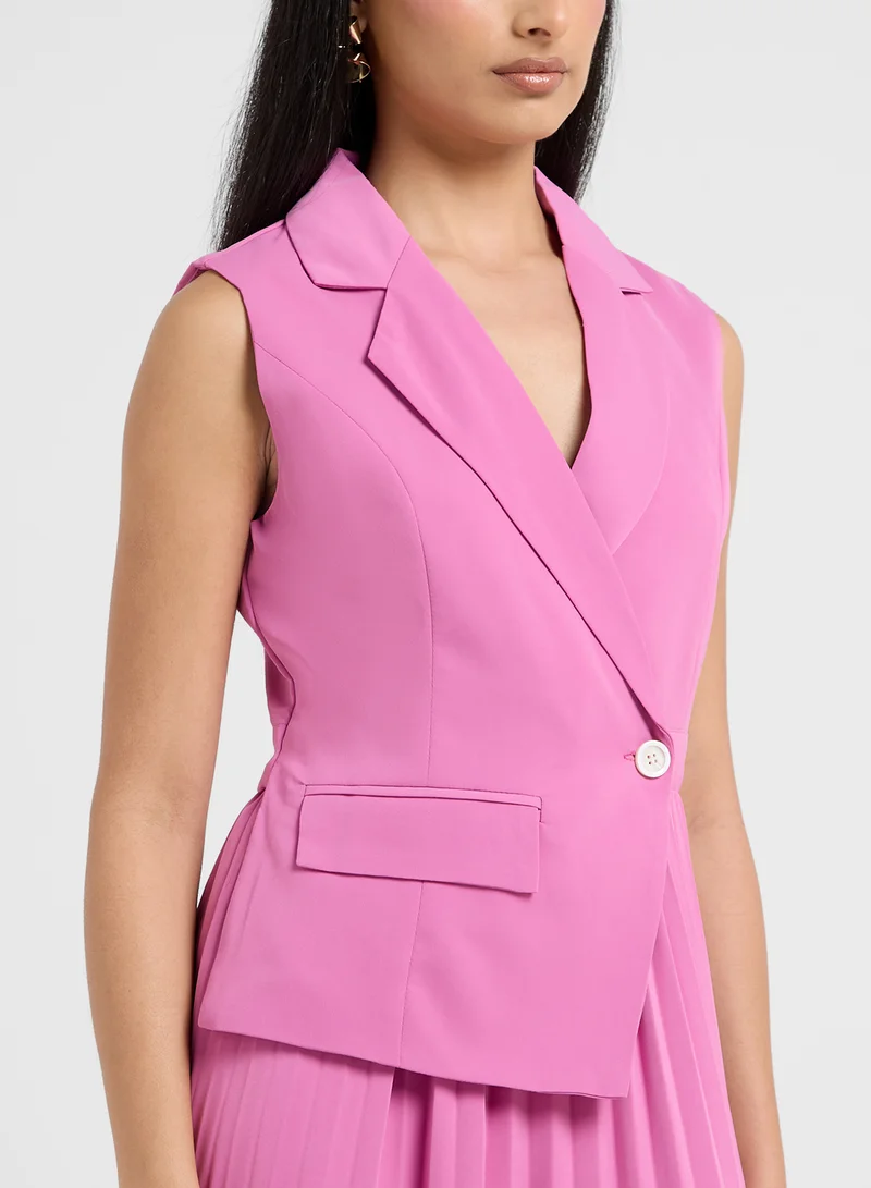 ELLA Sleeveless Blazer Dress With Pleats