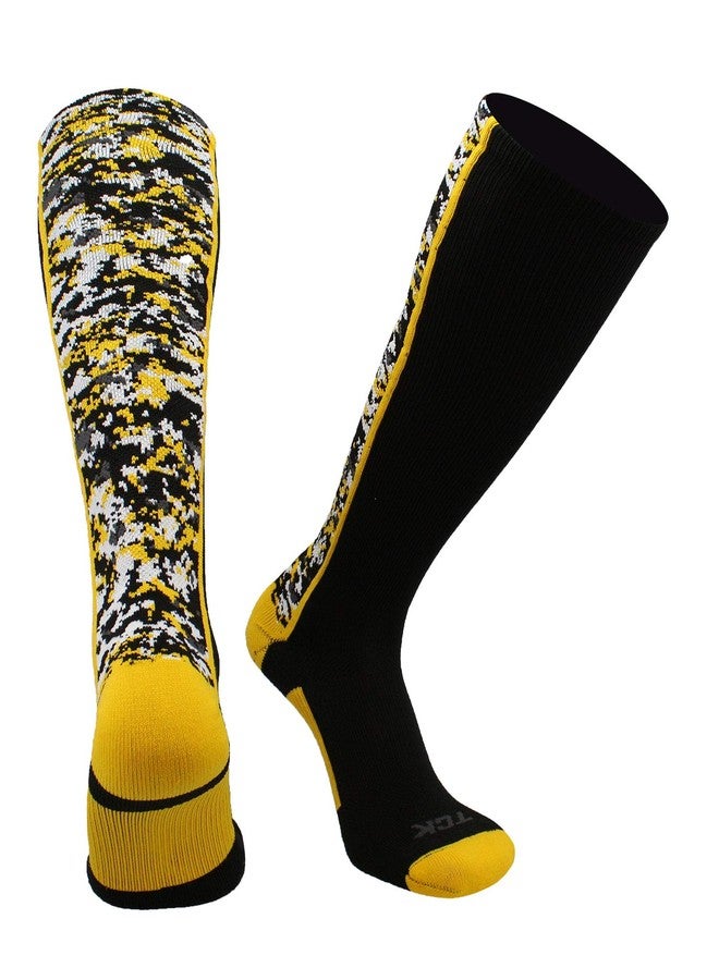 TCK Digital Camo OTC Socks for Youth & Adults - Black/Gold, Small - Image 1
