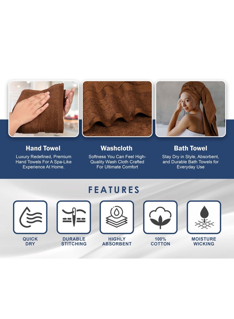 بليس كاسا مجموعة مناشف بليس كاسا مكونة من 8 قطع؛ منشفتا حمام ومنشفتا يد و4 مناشف - 550 جرام لكل متر مربع 100% قطن ممشط سريع الجفاف وفوط حمام سميكة عالية الامتصاص - جودة فندقية ناعمة للحمام والمنتجعات الصحية - Image 4