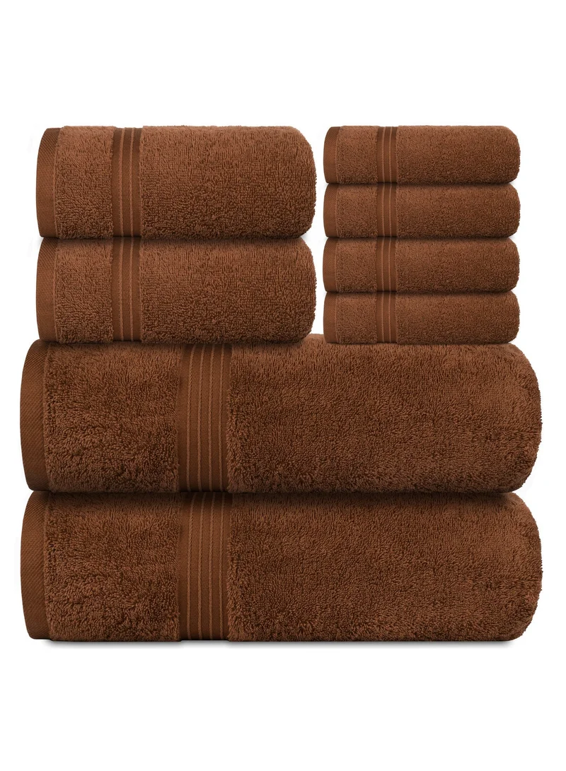 Bliss Casa Bliss Casa 8 Piece Towel Set; 2 Bath Towels, 2 Hand Towels and 4 Washcloths - 550 GSM 100% Combed Cotton Quick Dry Highly Absorbent Thick Bathroom Towels - Soft Hotel Quality for Bath and Spa