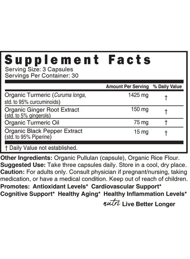 Nature's Fusions Nutri Organic Turmeric Supplement 1425mg - 40x More Bioavailable - 95% Curcuminoids - Turmeric Curcumin with Black Pepper, Ginger & Turmeric Oil - Supplement - Image 4