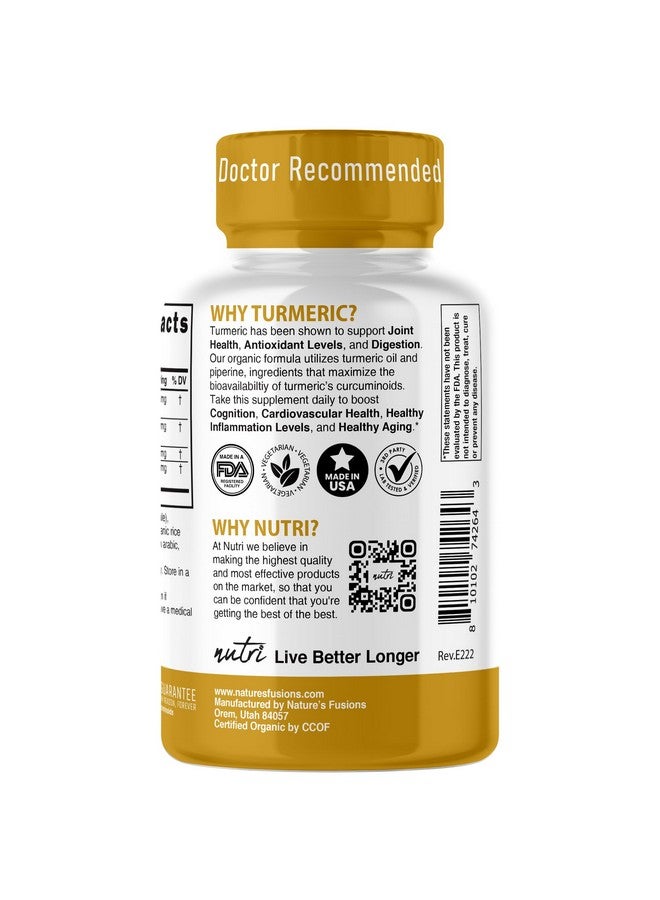 Nature's Fusions Nutri Organic Turmeric Supplement 1425mg - 40x More Bioavailable - 95% Curcuminoids - Turmeric Curcumin with Black Pepper, Ginger & Turmeric Oil - Supplement - Image 3