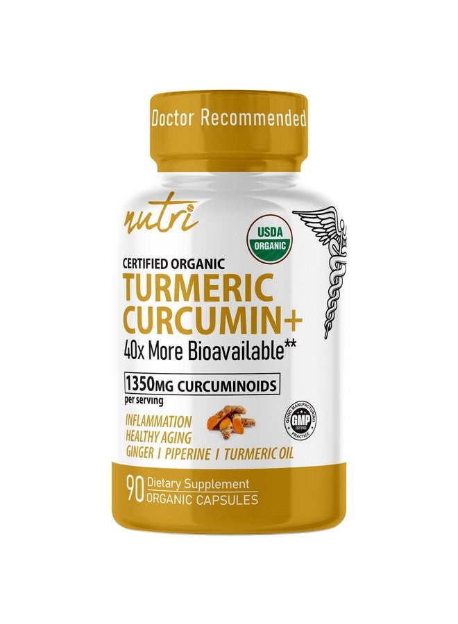 Nature's Fusions Nutri Organic Turmeric Supplement 1425mg - 40x More Bioavailable - 95% Curcuminoids - Turmeric Curcumin with Black Pepper, Ginger & Turmeric Oil - Supplement - Image 1