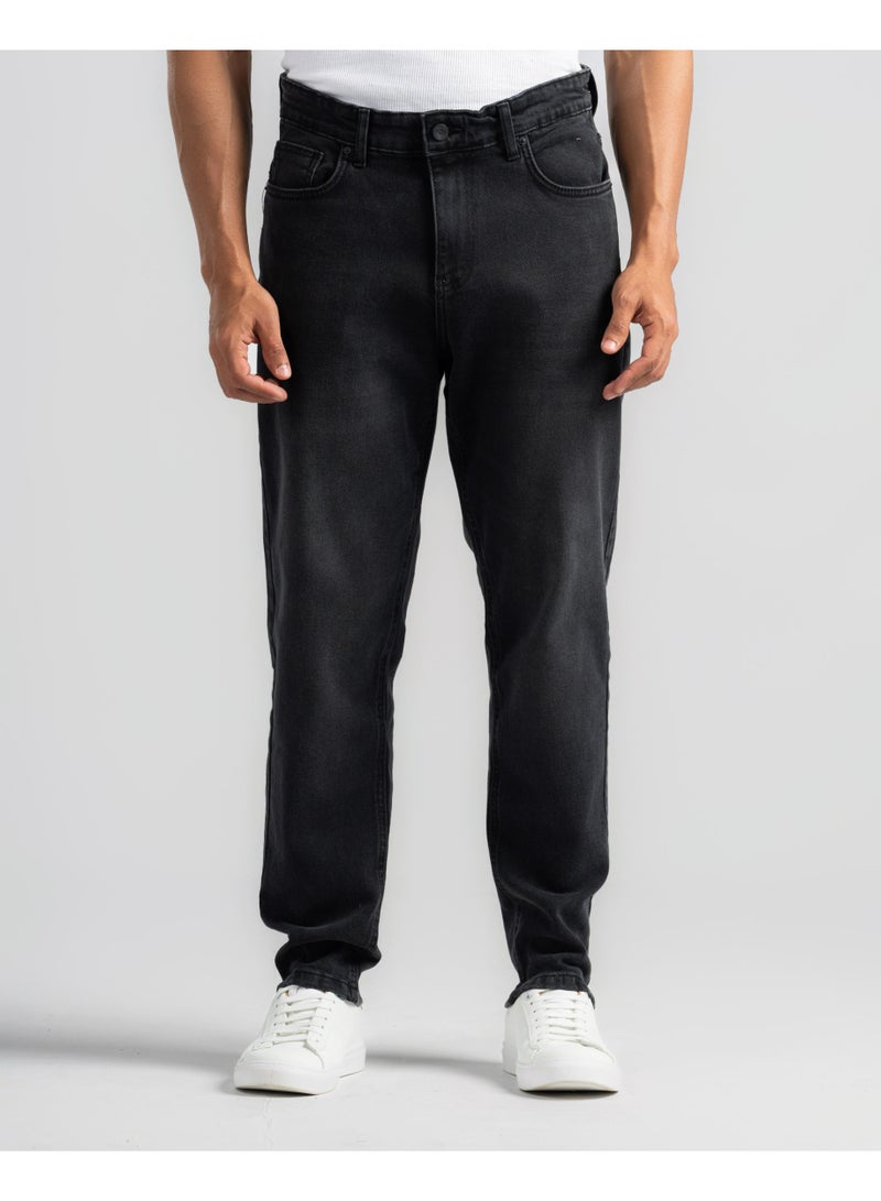 دوت بنطلون جينز بقصّة مريحة مع تأثير مغسول - Image 1