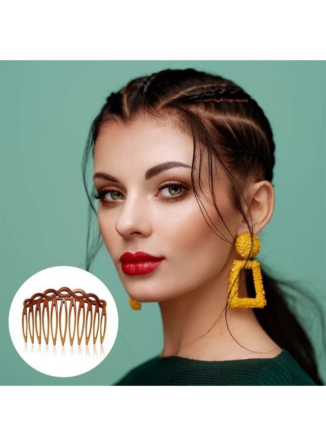 WILLBOND 16 Pieces Women Hair Comb Accessories French Hair Side Combs Plastic Twist Decorative Comb Hair Clips Bridal Wedding Veil Teeth Hair Combs for Girls (Black, Transparent, Light Coffee, Dark Coffee)  - Image 5