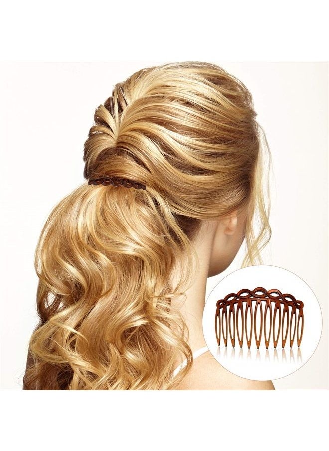 WILLBOND 16 Pieces Women Hair Comb Accessories French Hair Side Combs Plastic Twist Decorative Comb Hair Clips Bridal Wedding Veil Teeth Hair Combs for Girls (Black, Transparent, Light Coffee, Dark Coffee)  - Image 3