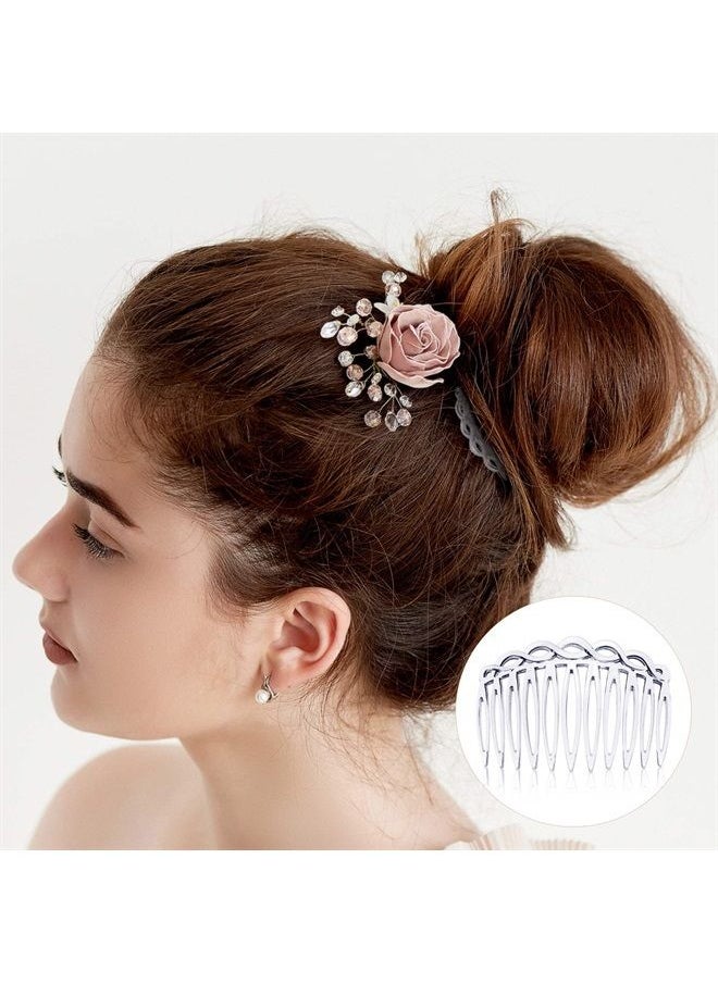 WILLBOND 16 Pieces Women Hair Comb Accessories French Hair Side Combs Plastic Twist Decorative Comb Hair Clips Bridal Wedding Veil Teeth Hair Combs for Girls (Black, Transparent, Light Coffee, Dark Coffee)  - Image 4
