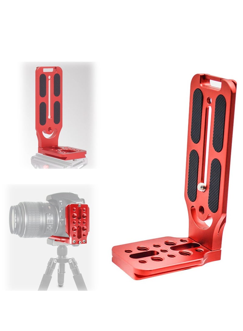 SYOSI DSLR Camera L Bracket Quick Release Plate Vertical Horizontal Switching Tripod Quick Release Board Compatible with Canon / Nikon / Sony / DJI / Osmo / Ronin / Zhiyun Stabilizer Tripod Monopod (Red) - Image 1