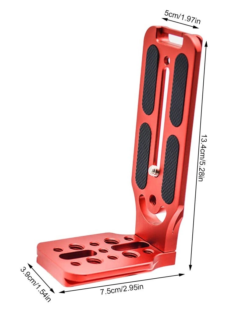 SYOSI DSLR Camera L Bracket Quick Release Plate Vertical Horizontal Switching Tripod Quick Release Board Compatible with Canon / Nikon / Sony / DJI / Osmo / Ronin / Zhiyun Stabilizer Tripod Monopod (Red) - Image 2