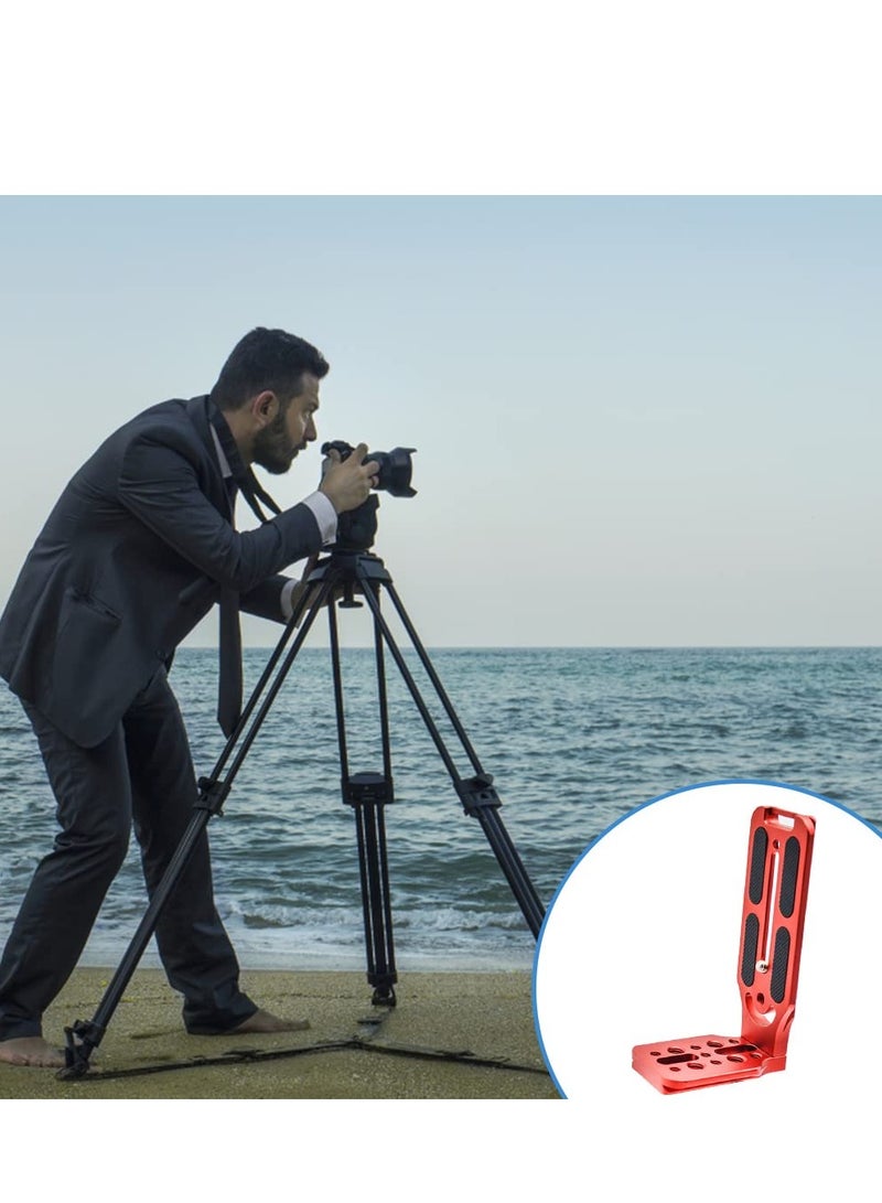 SYOSI DSLR Camera L Bracket Quick Release Plate Vertical Horizontal Switching Tripod Quick Release Board Compatible with Canon / Nikon / Sony / DJI / Osmo / Ronin / Zhiyun Stabilizer Tripod Monopod (Red) - Image 4