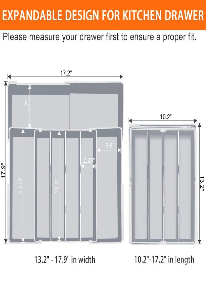 Spaclear Silverware Organizer for drawer - Adjustable Kitchen Drawer Organizer Utensil Drawer Organizer, Expandable Silverware Tray for Drawer Utensil Organizer for Forks, Knives, Grey - Image 4