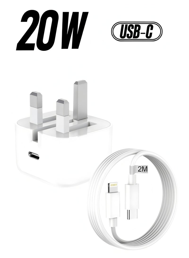 Apluynm iPhone 20W Fast Charger | USB C Wall Fast Charger with USB C to Lightning Cable Compatible with iPhone 14/14 Pro/14 Pro Max/13/12/SE2020/11/XR/XS Max/X/iPad  - Image 1