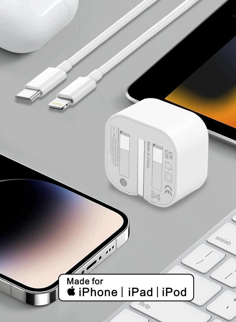 Apluynm iPhone 20W Fast Charger | USB C Wall Fast Charger with USB C to Lightning Cable Compatible with iPhone 14/14 Pro/14 Pro Max/13/12/SE2020/11/XR/XS Max/X/iPad  - Image 4