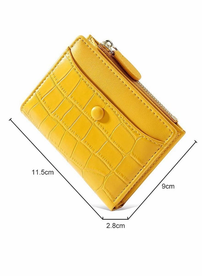 Small Purses for Women Fashion Stone Pattern Girls Wallet Thin and Light Card Holder Organizer (Yellow) - Image 4