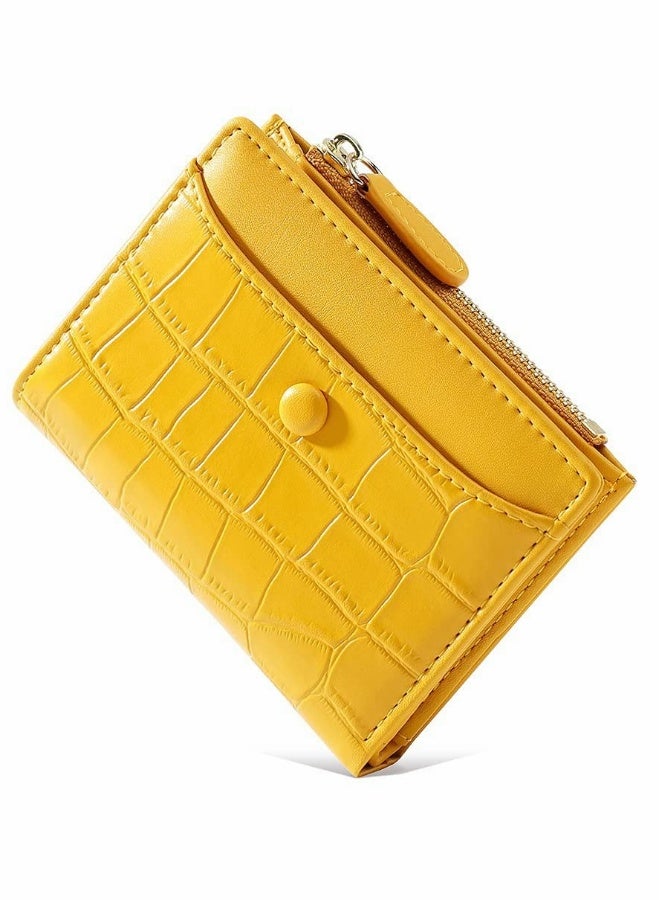 Small Purses for Women Fashion Stone Pattern Girls Wallet Thin and Light Card Holder Organizer (Yellow) - Image 1