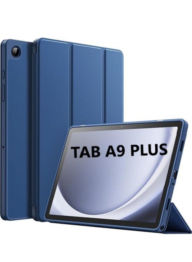 دوسالا Samsung Galaxy Tab A9 Plus 11 بوصة نموذج 2023 مع حامل قلم غطاء رفيع للجهاز اللوحي مع وظيفة الاستيقاظ التلقائي والنوم الخلفي الناعم الأزرق - Image 1