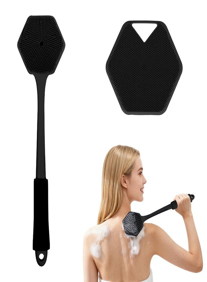 Jedroc Back Scrubber for Shower - Long Handled Bath Brush, 15" Dual-Sided Silicone Bristles with Massage Beads, Silicone Body Brush for Skin Massage and Body Exfoliator,Non-Slip (2 Pack) - Image 1