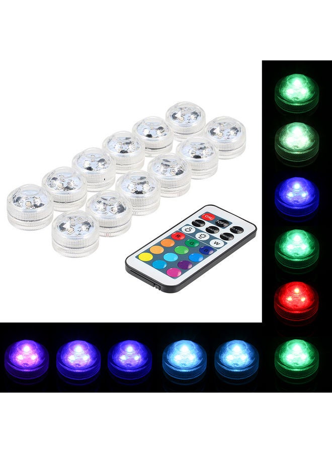 إسكدنيا طقم مكون من 12 مصباح LED صغير بتصميم شمعة بإضاءة متعددة الألوان RGB للوضع تحت الماء مع جهاز تحكم عن بعد. متعدد الألوان